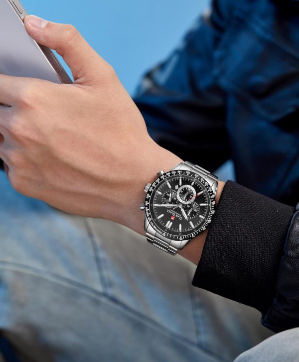 Mens Watches Analog Quartz Movement Big Face Waterproof Chronograph Wrist Watch Sport Work Classical Fashion Watches for Men with Leather Strap - Image 14