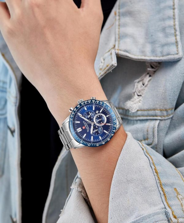 Mens Watches Analog Quartz Movement Big Face Waterproof Chronograph Wrist Watch Sport Work Classical Fashion Watches for Men with Leather Strap - Image 20