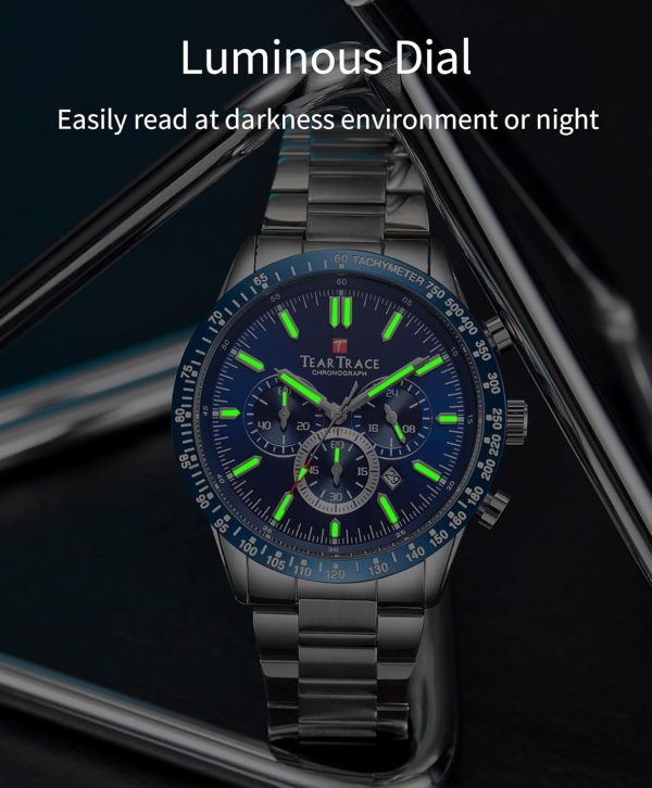 Mens Watches Analog Quartz Movement Big Face Waterproof Chronograph Wrist Watch Sport Work Classical Fashion Watches for Men with Leather Strap - Image 24