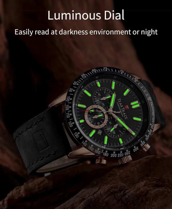 Mens Watches Analog Quartz Movement Big Face Waterproof Chronograph Wrist Watch Sport Work Classical Fashion Watches for Men with Leather Strap - Image 30