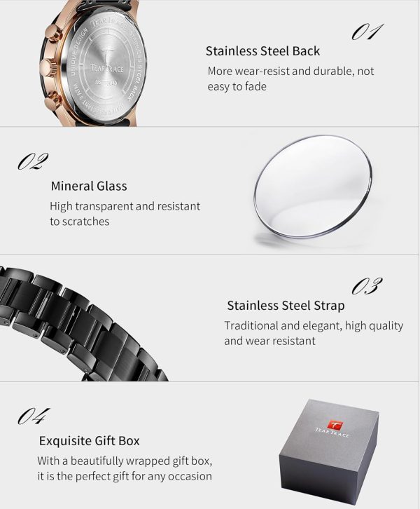 Mens Watches Analog Quartz Movement Big Face Waterproof Chronograph Wrist Watch Sport Work Classical Fashion Watches for Men with Leather Strap - Image 34