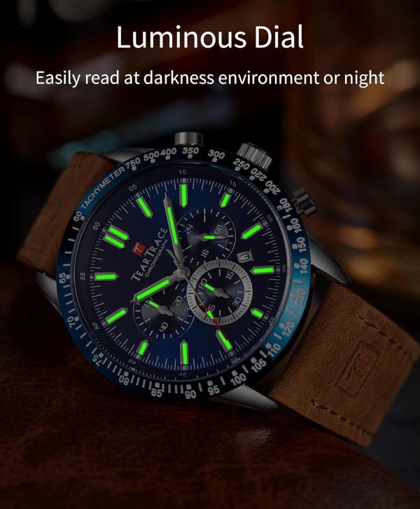 Mens Watches Analog Quartz Movement Big Face Waterproof Chronograph Wrist Watch Sport Work Classical Fashion Watches for Men with Leather Strap - Image 42