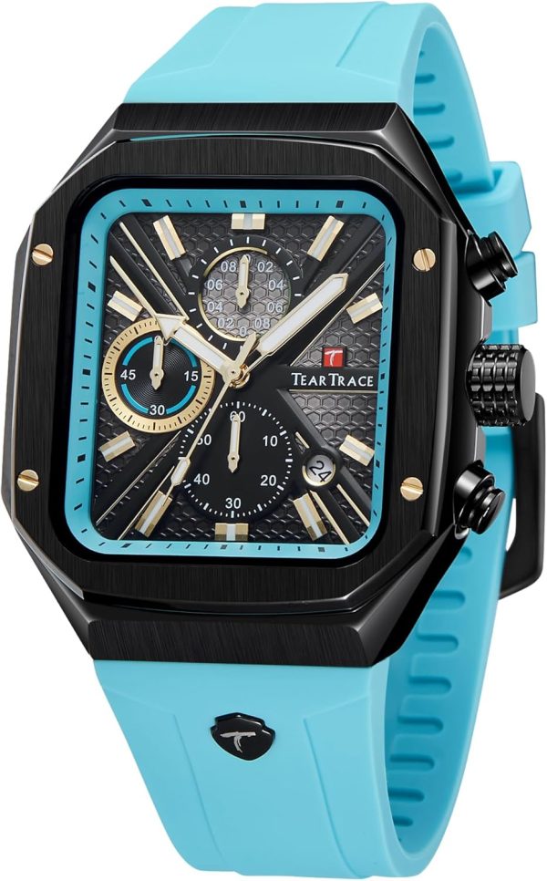 Chronograph Analog Watches for Men Luminous Waterproof Business Casual Work Wrist Men's Watch with Silicon Strap