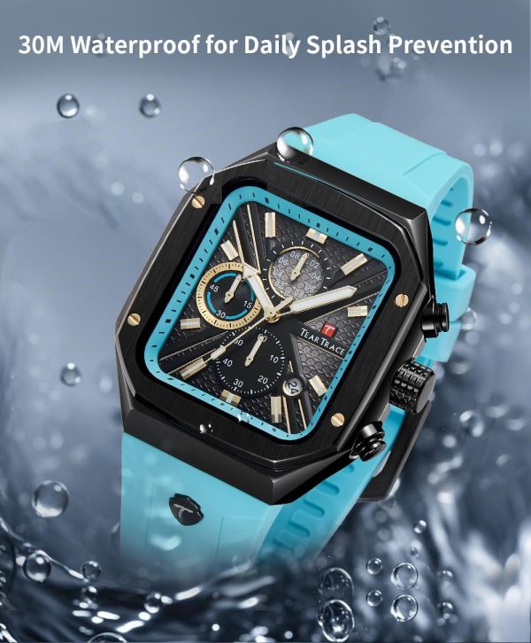 Chronograph Analog Watches for Men Luminous Waterproof Business Casual Work Wrist Men's Watch with Silicon Strap - Image 4