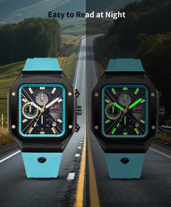 Chronograph Analog Watches for Men Luminous Waterproof Business Casual Work Wrist Men's Watch with Silicon Strap - Image 5