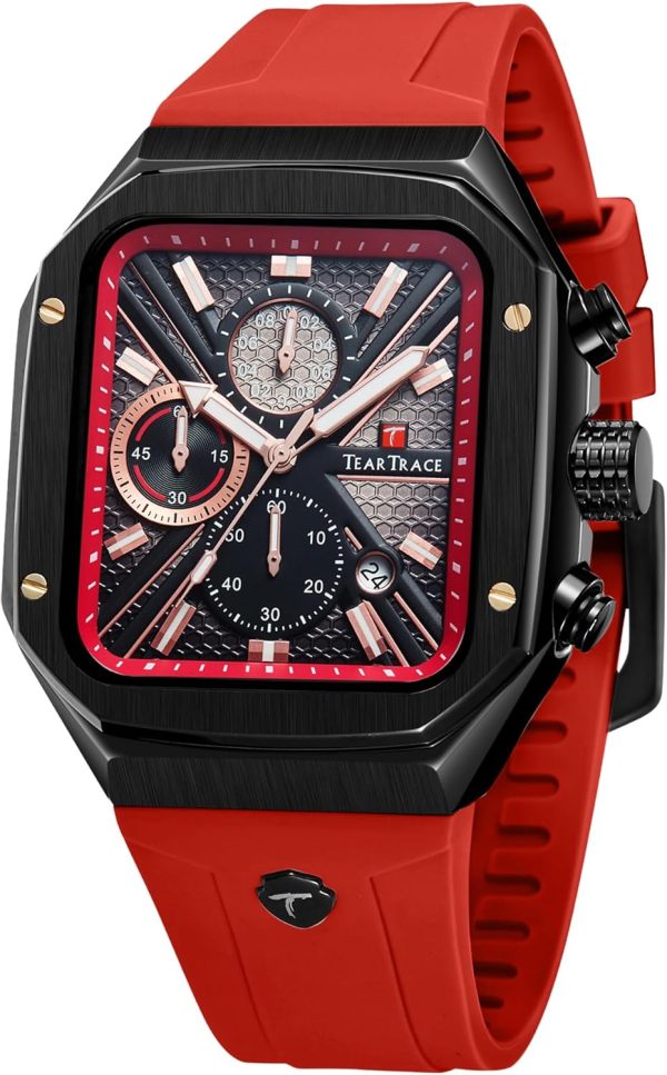 Chronograph Analog Watches for Men Luminous Waterproof Business Casual Work Wrist Men's Watch with Silicon Strap - Image 8