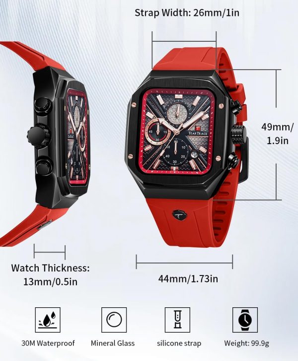 Chronograph Analog Watches for Men Luminous Waterproof Business Casual Work Wrist Men's Watch with Silicon Strap - Image 10
