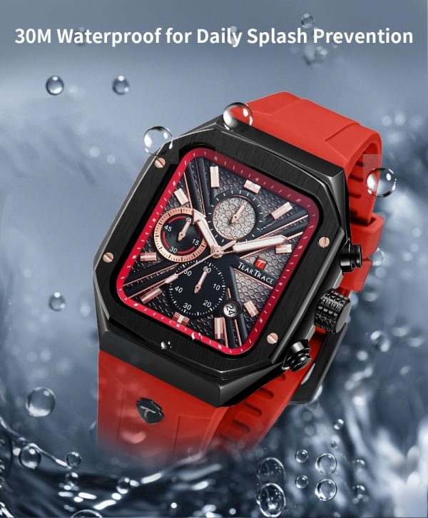 Chronograph Analog Watches for Men Luminous Waterproof Business Casual Work Wrist Men's Watch with Silicon Strap - Image 11