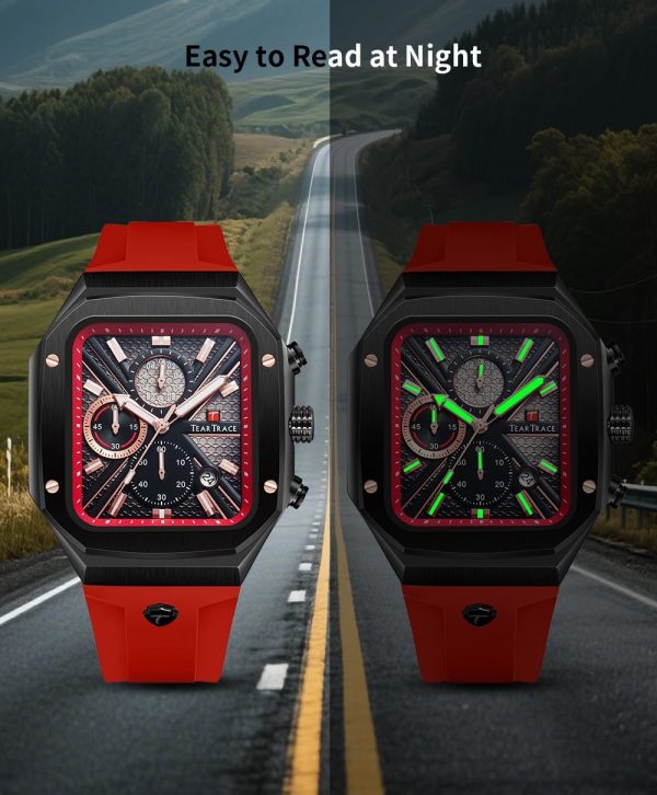 Chronograph Analog Watches for Men Luminous Waterproof Business Casual Work Wrist Men's Watch with Silicon Strap - Image 12