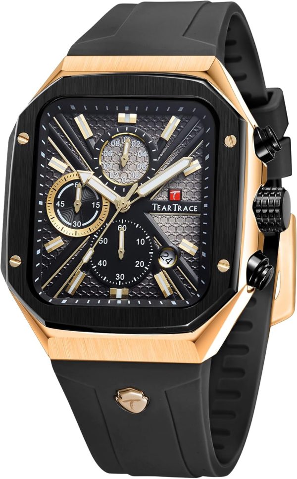 Chronograph Analog Watches for Men Luminous Waterproof Business Casual Work Wrist Men's Watch with Silicon Strap - Image 15