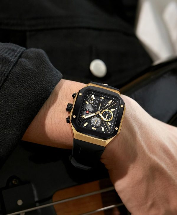 Chronograph Analog Watches for Men Luminous Waterproof Business Casual Work Wrist Men's Watch with Silicon Strap - Image 16