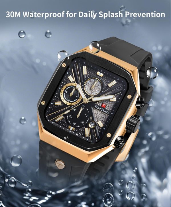 Chronograph Analog Watches for Men Luminous Waterproof Business Casual Work Wrist Men's Watch with Silicon Strap - Image 18