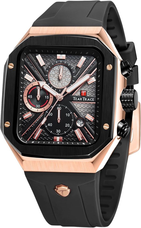 Chronograph Analog Watches for Men Luminous Waterproof Business Casual Work Wrist Men's Watch with Silicon Strap - Image 22