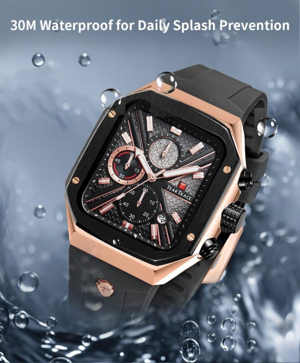 Chronograph Analog Watches for Men Luminous Waterproof Business Casual Work Wrist Men's Watch with Silicon Strap - Image 25