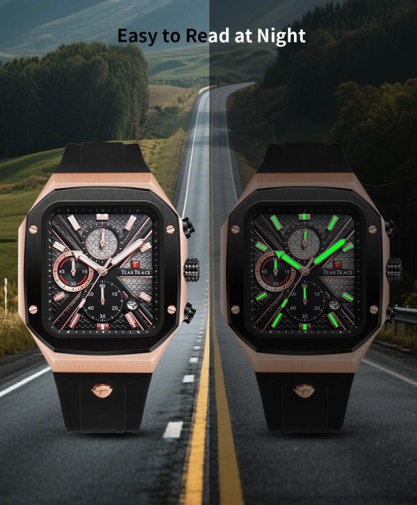 Chronograph Analog Watches for Men Luminous Waterproof Business Casual Work Wrist Men's Watch with Silicon Strap - Image 26