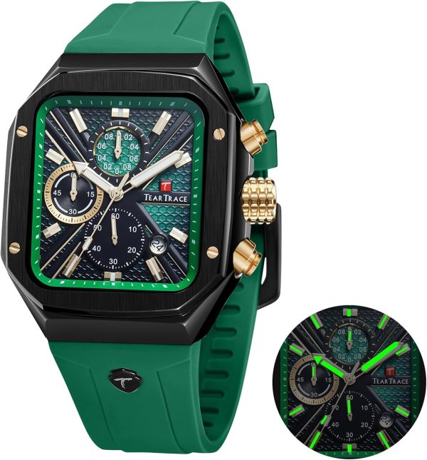 Chronograph Analog Watches for Men Luminous Waterproof Business Casual Work Wrist Men's Watch with Silicon Strap - Image 29