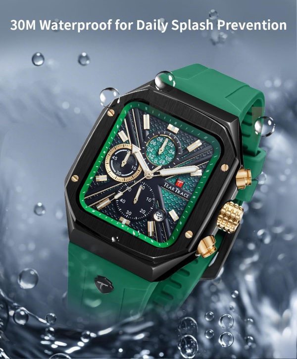 Chronograph Analog Watches for Men Luminous Waterproof Business Casual Work Wrist Men's Watch with Silicon Strap - Image 32