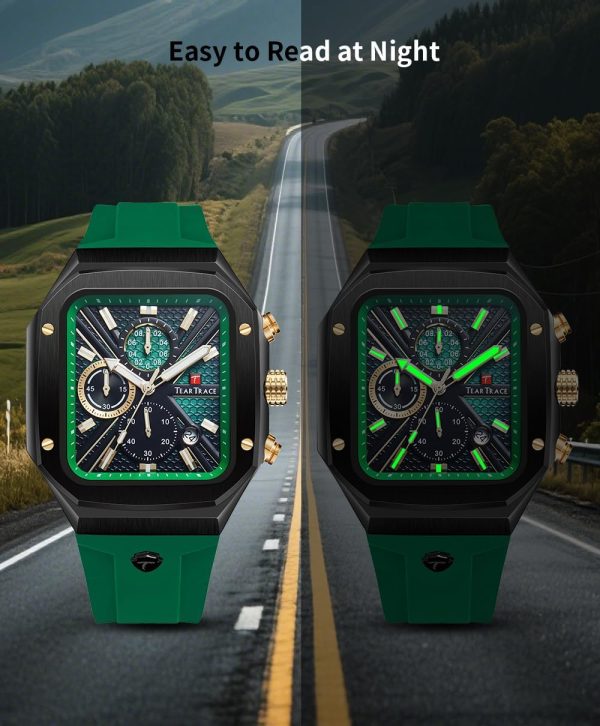 Chronograph Analog Watches for Men Luminous Waterproof Business Casual Work Wrist Men's Watch with Silicon Strap - Image 33