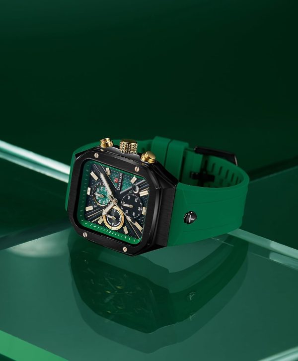 Chronograph Analog Watches for Men Luminous Waterproof Business Casual Work Wrist Men's Watch with Silicon Strap - Image 35
