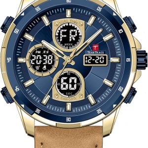 Men’s Watches Analog Digital Quartz Waterproof Sport Watches for Men Chronograph Alarm Multifunctional Wrist Watch with Silicone Strap