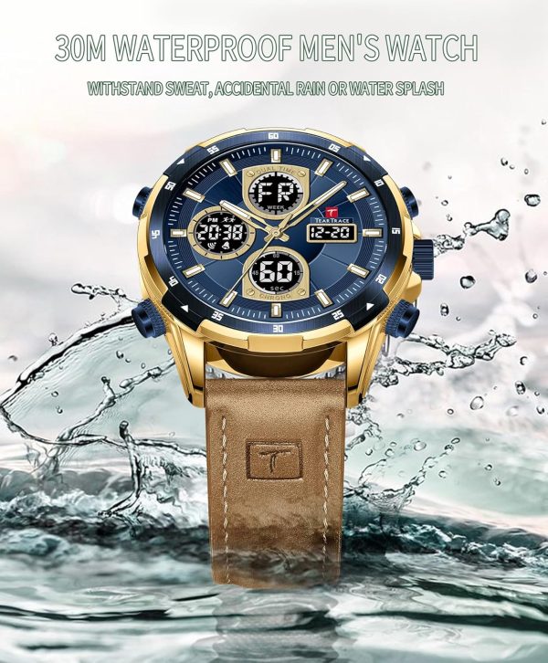 Men’s Watches Analog Digital Quartz Waterproof Sport Watches for Men Chronograph Alarm Multifunctional Wrist Watch with Silicone Strap - Image 3