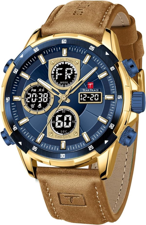 Men’s Watches Analog Digital Quartz Waterproof Sport Watches for Men Chronograph Alarm Multifunctional Wrist Watch with Silicone Strap - Image 9
