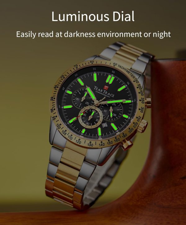 Mens Watches Analog Quartz Movement Big Face Waterproof Chronograph Wrist Watch Sport Work Classical Fashion Watches for Men with Leather Strap - Image 12