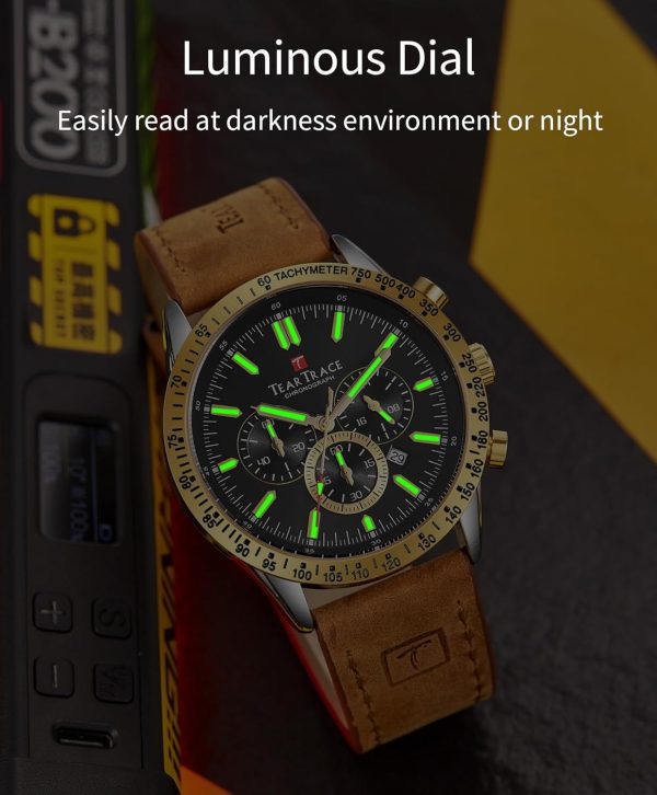 Mens Watches Analog Quartz Movement Big Face Waterproof Chronograph Wrist Watch Sport Work Classical Fashion Watches for Men with Leather Strap - Image 18