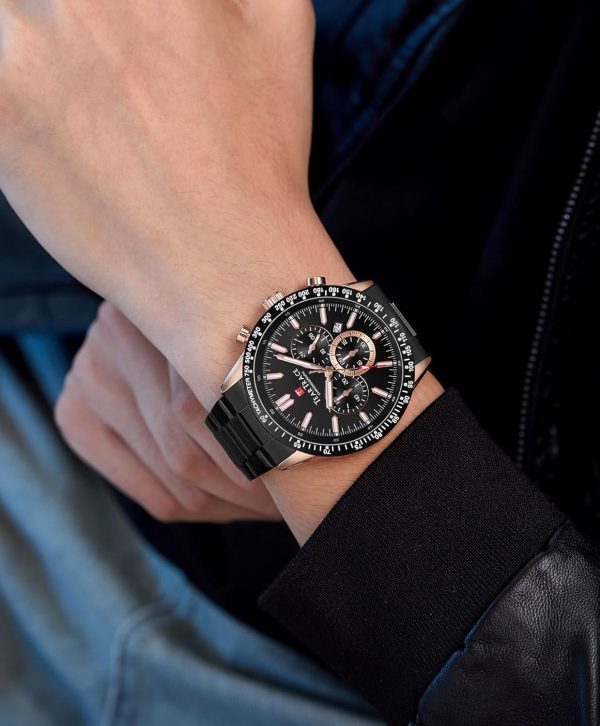 Mens Watches Analog Quartz Movement Big Face Waterproof Chronograph Wrist Watch Sport Work Classical Fashion Watches for Men with Leather Strap - Image 32