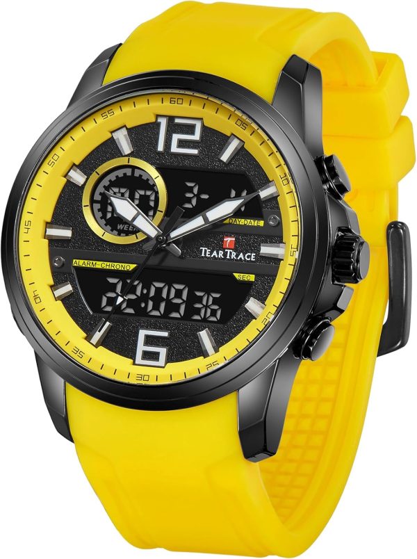 Men's Watches Analog Digital Quartz Sport Watches for Men Waterproof Chronograph Luminous Black/Orange/Red/Blue/Yellow Wrist Watch with Alarm