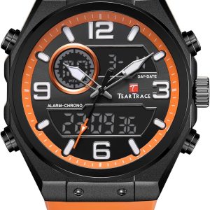 Men's Watch Analog-Digital Chronograph Waterproof Sport Watch Calendar Date Luminous Alarm Casual Work Hiking Running Wrist Watch with Second Hand and Silicone Strap