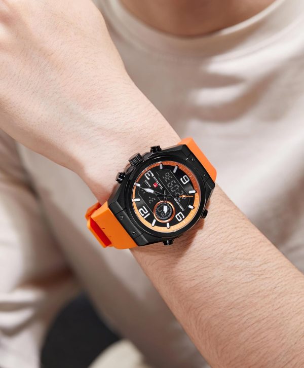 Men's Watch Analog-Digital Chronograph Waterproof Sport Watch Calendar Date Luminous Alarm Casual Work Hiking Running Wrist Watch with Second Hand and Silicone Strap - Image 2