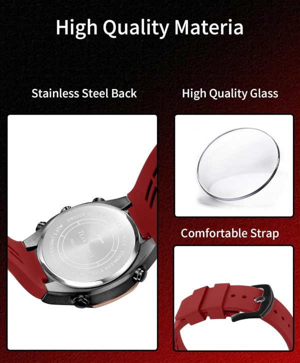 Men's Watch Analog-Digital Chronograph Waterproof Sport Watch Calendar Date Luminous Alarm Casual Work Hiking Running Wrist Watch with Second Hand and Silicone Strap - Image 10