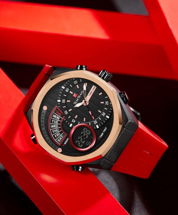 Men's Watch Analog-Digital Chronograph Waterproof Sport Watch Calendar Date Luminous Alarm Casual Work Hiking Running Wrist Watch with Second Hand and Silicone Strap - Image 14