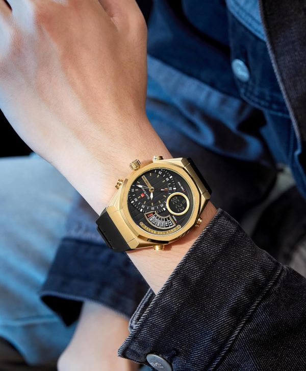 Men's Watch Analog-Digital Chronograph Waterproof Sport Watch Calendar Date Luminous Alarm Casual Work Hiking Running Wrist Watch with Second Hand and Silicone Strap - Image 20