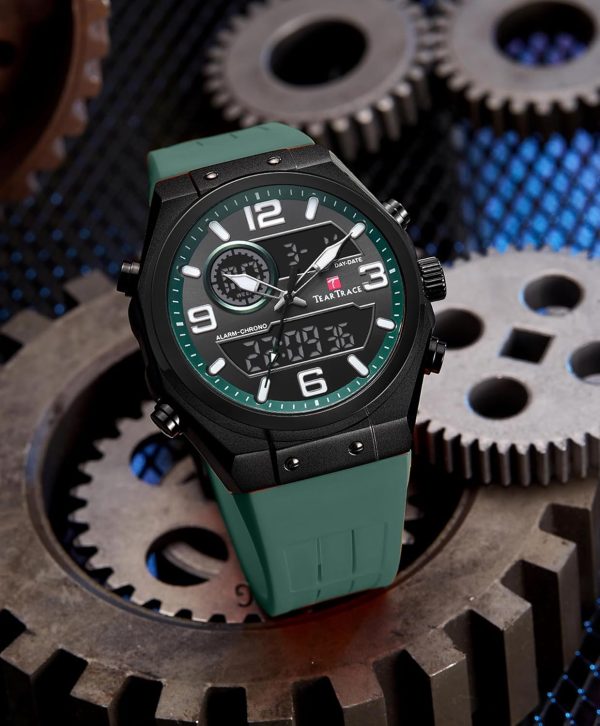 Men's Watch Analog-Digital Chronograph Waterproof Sport Watch Calendar Date Luminous Alarm Casual Work Hiking Running Wrist Watch with Second Hand and Silicone Strap - Image 27