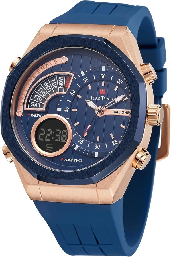 Men's Watch Analog-Digital Chronograph Waterproof Sport Watch Calendar Date Luminous Alarm Casual Work Hiking Running Wrist Watch with Second Hand and Silicone Strap - Image 28