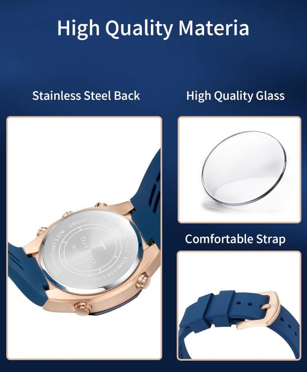 Men's Watch Analog-Digital Chronograph Waterproof Sport Watch Calendar Date Luminous Alarm Casual Work Hiking Running Wrist Watch with Second Hand and Silicone Strap - Image 30