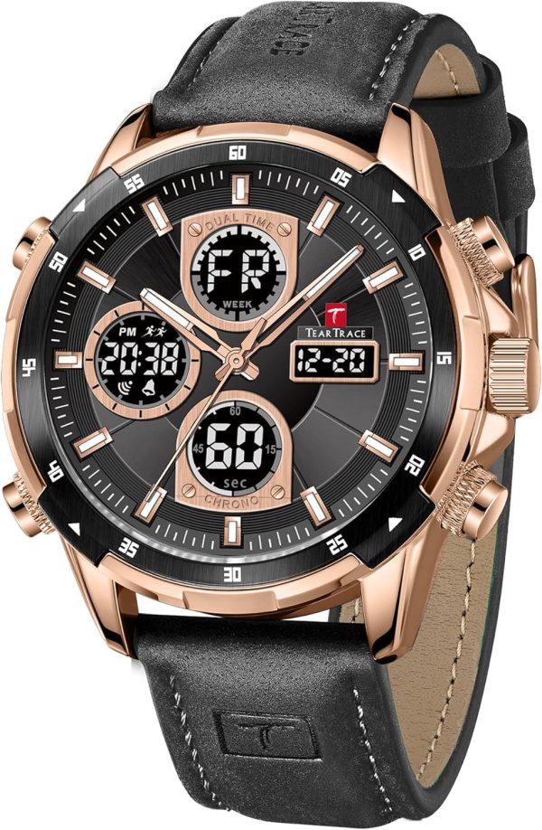 Men's Watch Analog-Digital Chronograph Waterproof Sport Watch Calendar Date Luminous Alarm Casual Work Hiking Running Wrist Watch with Second Hand and Silicone Strap - Image 35