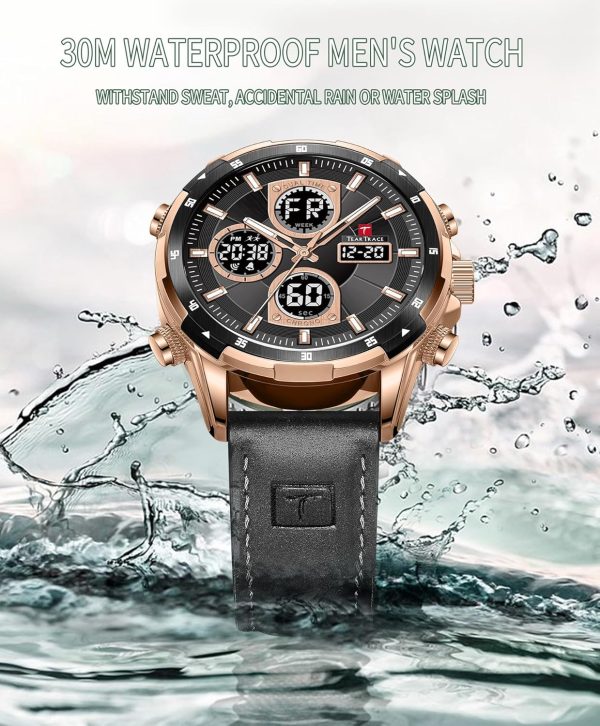 Men's Watch Analog-Digital Chronograph Waterproof Sport Watch Calendar Date Luminous Alarm Casual Work Hiking Running Wrist Watch with Second Hand and Silicone Strap - Image 37