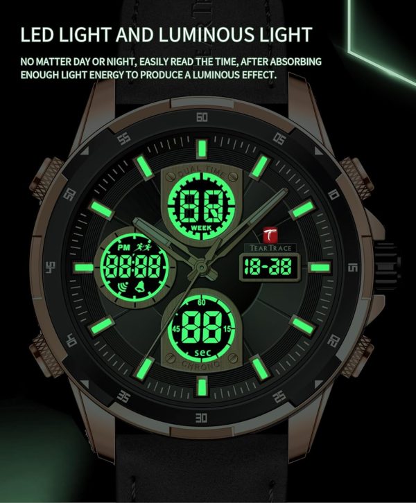 Men's Watch Analog-Digital Chronograph Waterproof Sport Watch Calendar Date Luminous Alarm Casual Work Hiking Running Wrist Watch with Second Hand and Silicone Strap - Image 39