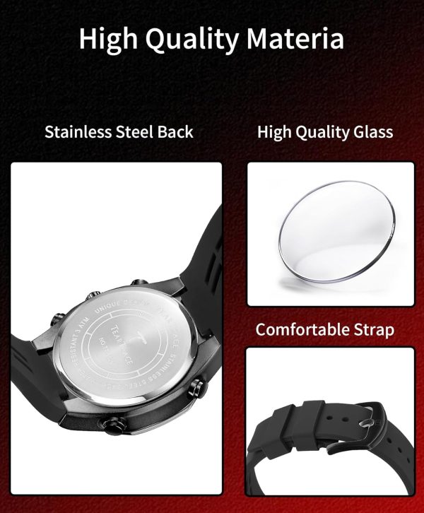 Men's Watch Analog-Digital Chronograph Waterproof Sport Watch Calendar Date Luminous Alarm Casual Work Hiking Running Wrist Watch with Second Hand and Silicone Strap - Image 46
