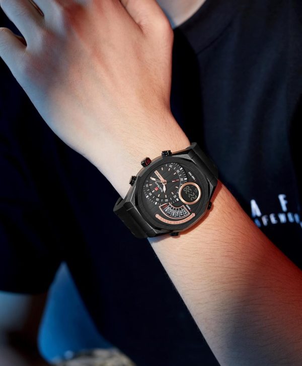 Men's Watch Analog-Digital Chronograph Waterproof Sport Watch Calendar Date Luminous Alarm Casual Work Hiking Running Wrist Watch with Second Hand and Silicone Strap - Image 49
