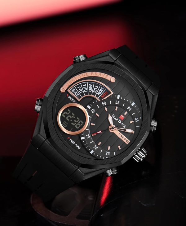 Men's Watch Analog-Digital Chronograph Waterproof Sport Watch Calendar Date Luminous Alarm Casual Work Hiking Running Wrist Watch with Second Hand and Silicone Strap - Image 50