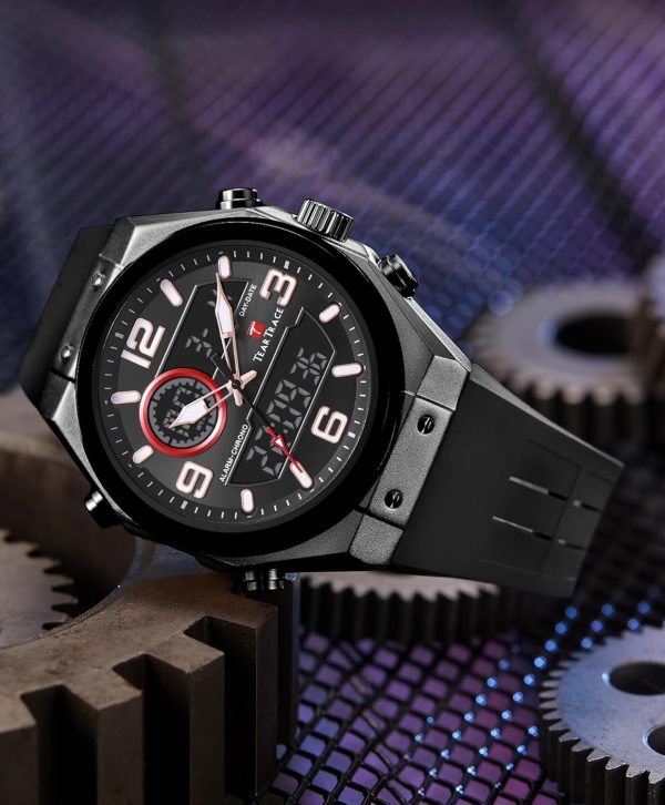 Men's Watch Analog-Digital Chronograph Waterproof Sport Watch Calendar Date Luminous Alarm Casual Work Hiking Running Wrist Watch with Second Hand and Silicone Strap - Image 56
