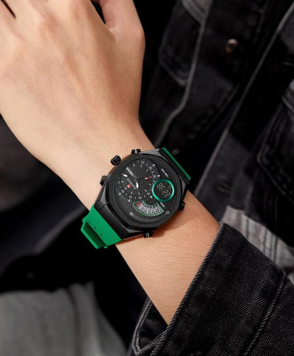 Men's Watch Analog-Digital Chronograph Waterproof Sport Watch Calendar Date Luminous Alarm Casual Work Hiking Running Wrist Watch with Second Hand and Silicone Strap - Image 62