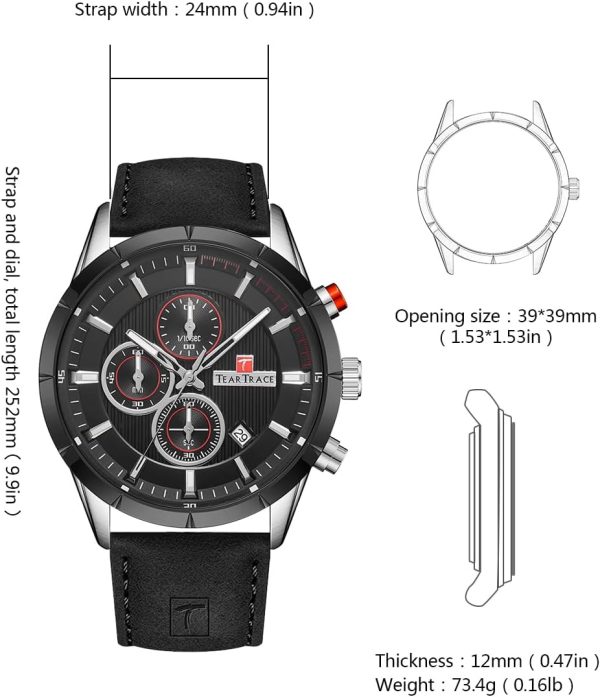 Mens Watches Analog Waterproof Watches for Men Chronograph Classical Fashion Dress Mens Wrist Watch Relojes para Hombres Christmas Gift for Men Husband Father - Image 4