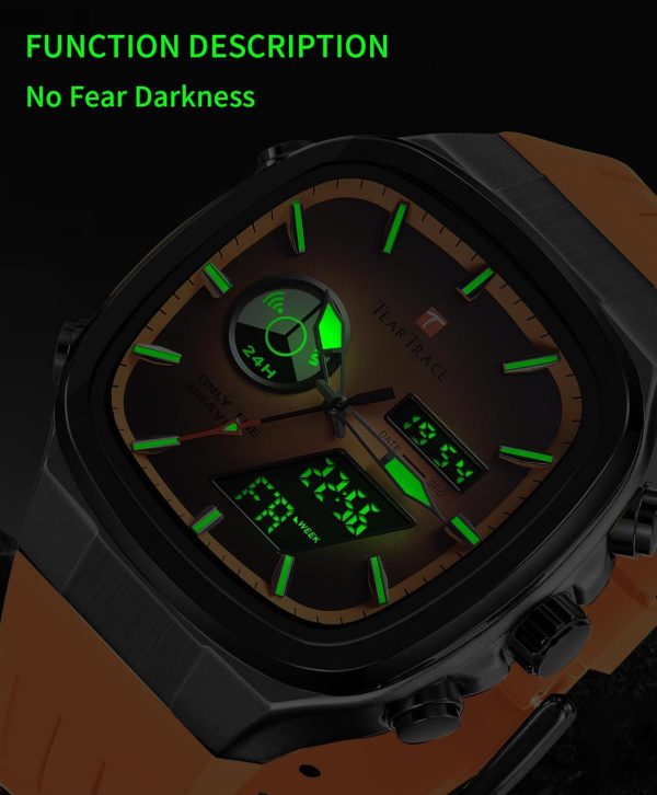 Men’s Watches Analog Digital Quartz Waterproof Sport Watches for Men Chronograph Alarm Multifunctional Wrist Watch with Silicone Strap - Image 2