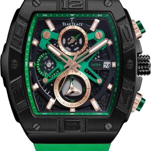 Mens Watches Analog Waterproof Fashion Date Wrist Watch, Skeleton Tonneau Watches for Men with Chronograph,Ideal for Sports Enthusiasts & Daily Wear - Perfect Gifts for Men