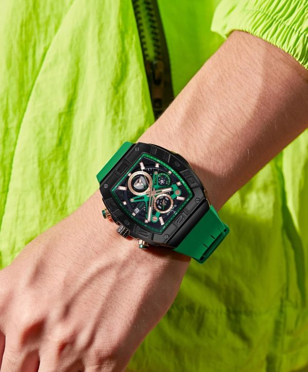 Mens Watches Analog Waterproof Fashion Date Wrist Watch, Skeleton Tonneau Watches for Men with Chronograph,Ideal for Sports Enthusiasts & Daily Wear - Perfect Gifts for Men - Image 2